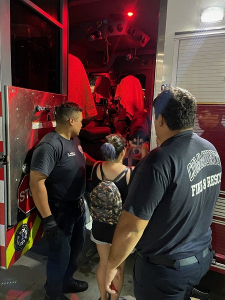 CommunityVFD's tweet image. We responded to a residential fire early yesterday morning on Tamayo Dr. Last night, we had a dog visit us twice who unbeknownst to us belonged to the victim&apos;s of the house fire. Early this morning, we were able to locate the dog and reunite it with the family. #hounews