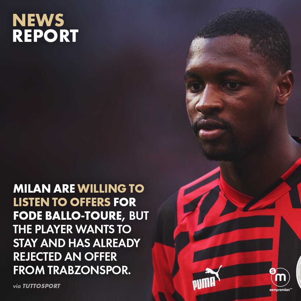 SempreMilanCom's tweet photo. 🚫 Ballo-Toure said no to Trabzonspor and wants to fight for his place at #ACMilan...

🤔 Could this be a redemption season? https://t.co/LxWZakUYL9