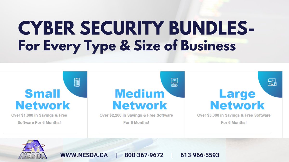 NesdaCloud's tweet photo. No matter what size or type of business you have, Nesda has the perfect Cyber Security Solutions for you! Visit https://t.co/bUZT6TTakA and check out our cyber bundles by either size or industry. 
#nesda #cybersecurity #cybersolutions #networksecurity #dataprotection #b2b https://t.co/ooWlOsVYF4