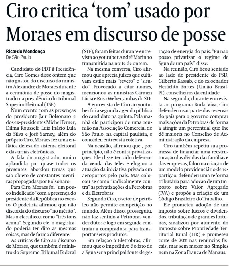 Josie_Melo's tweet photo. Enquanto ⁦@cirogomes⁩ crítica o discurso de ⁦@alexandre⁩ o Brasil aplaude a defesa da democracia e das urnas. Indelicadeza com Bolsonaro, disse Ciro. Ricardo Mendonça ⁦@valoreconomico⁩
Indelicadeza é o ataque que JB faz a democracia. #Alexandremerepresenta https://t.co/XC2sxz6wsp