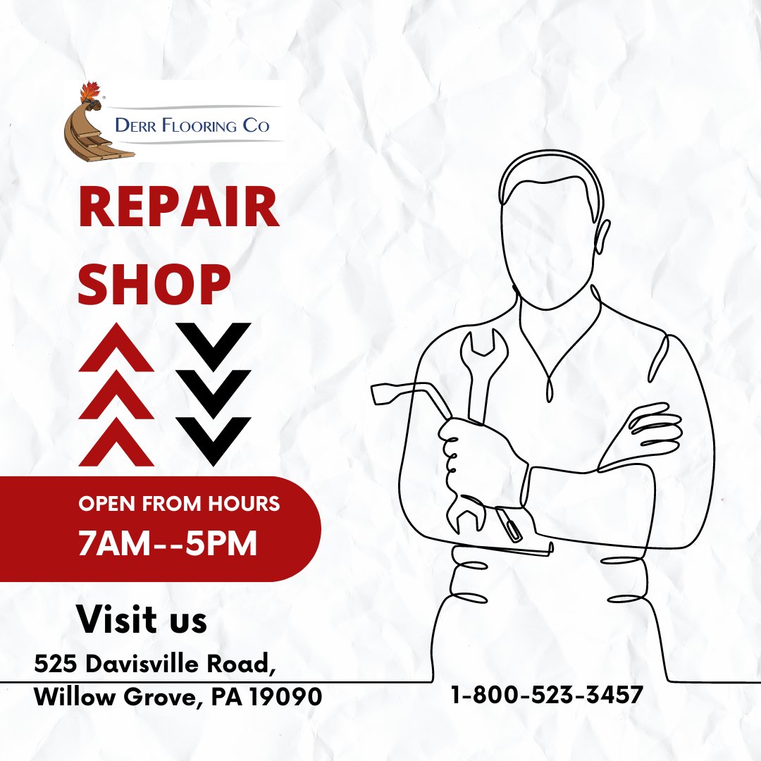 DerrFlooringCo's tweet image. Happy #WorkshopWednesday from Derr Flooring!  Derr Flooring has experienced experts in our Willow Grove branch, ready to help.

If you have a machine that needs repair, call us at 1-800-523-3457.

#repairmen #derrflooring #wholesaleflooring #machinerepair #flooringequipment