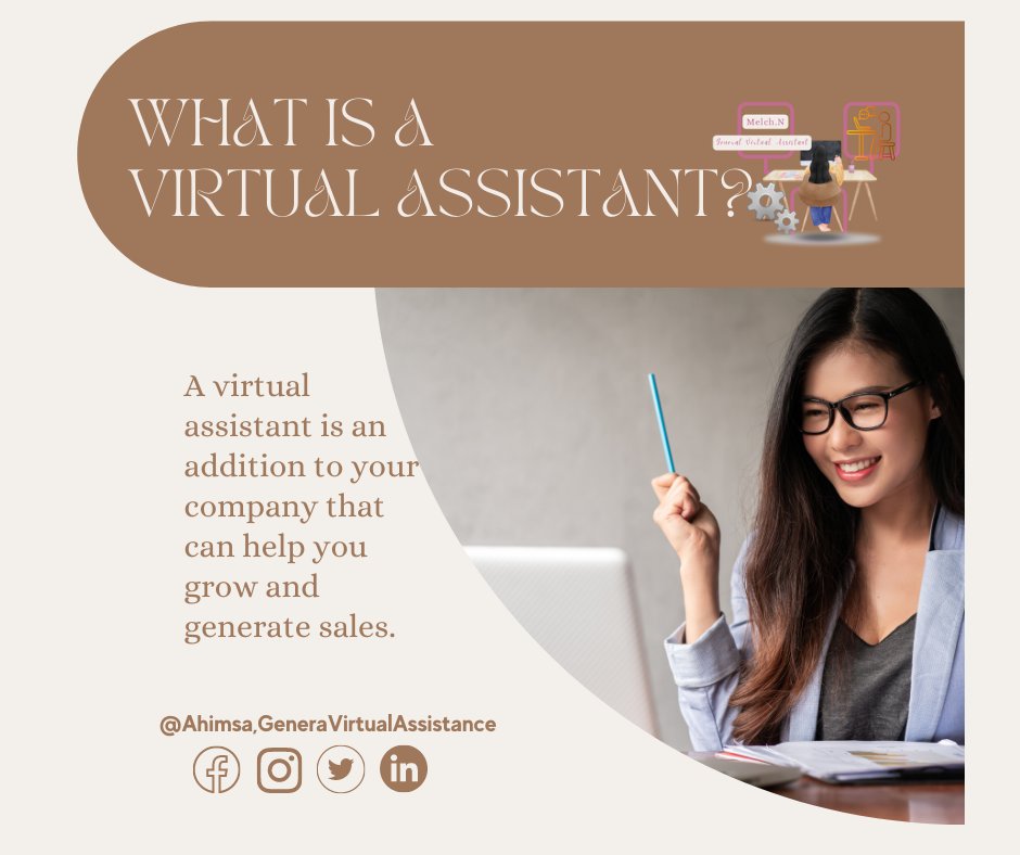 MelchieNishina5's tweet image. What is a Virtual Assistant?

#WhatisaVA #Independentcontractor #remote #remotejob #homeoffice #Administrativesupport #administrativetask #taskofaVA #GVA #MelNishinaka