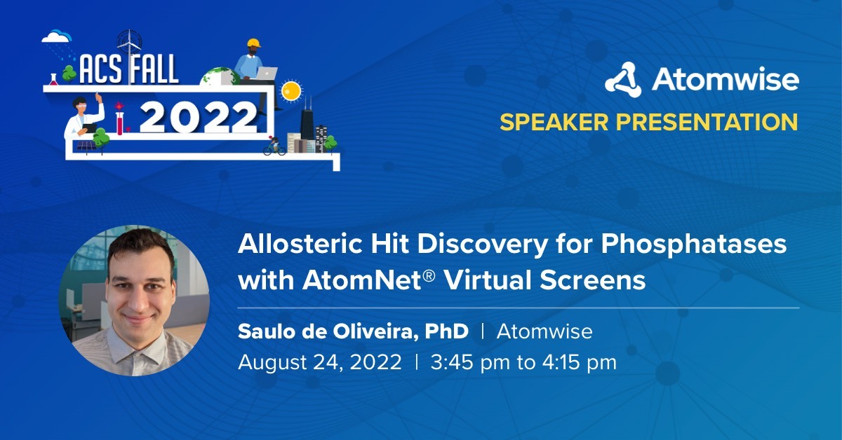 #Atoms are amazing! Atom @Saulo de Oliveira shares progress on using #AI #HTS for #drugdiscovery in his #ACSFALL2022 presentation, Allosteric Hit Discovery for Phosphatases with AtomNet® Virtual Screens hubs.la/Q01jYsjN0