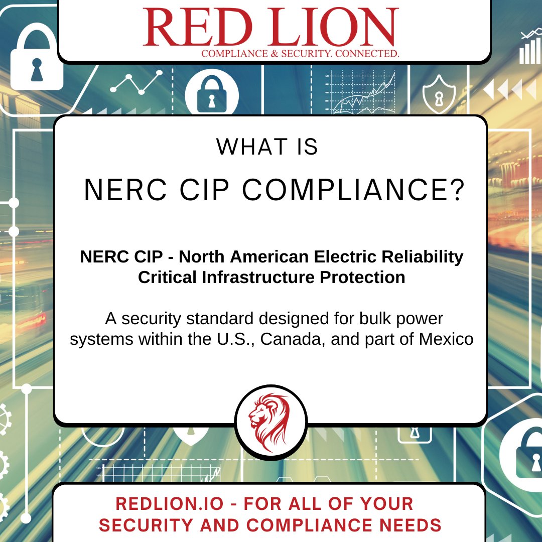 redlionsec's tweet photo. WHAT IS  NERC CIP Compliance?

NERC CIP - North American Electric Reliability Critical Infrastructure Protection - A security standard designed for bulk power systems within the U.S., Canada, and part of Mexico.

#NERCCIP #Compliance #CyberSec #InfoSec #Security #NERC #CIP https://t.co/Ladz0mSwew