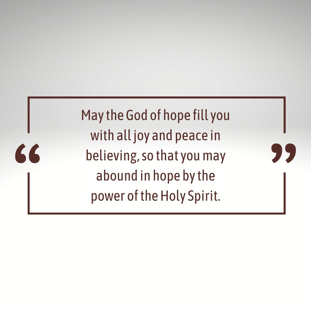 ELCAyouth's tweet photo. -Verse of the Day-

"May the God of hope fill you with all joy and peace in believing, so that you may abound in hope by the power of the Holy Spirit." Romans 15:13 

#elcayouth #elca #verseoftheday #romans15 https://t.co/Pge5qhw76u