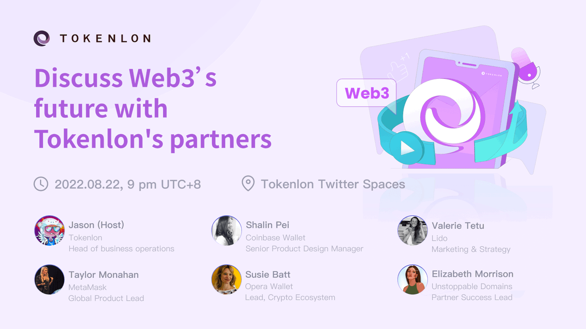 tokenlon's tweet photo. #LONliveCrypto Tokenlon turns 3! 🔥

Wonder what the next 3 years of #web3 look like? 😮

Join our Twitter spaces next Monday, 9 pm UTC+8 as we discuss the future of Web3 with this all-star panel! https://t.co/piuUb2cZ9J