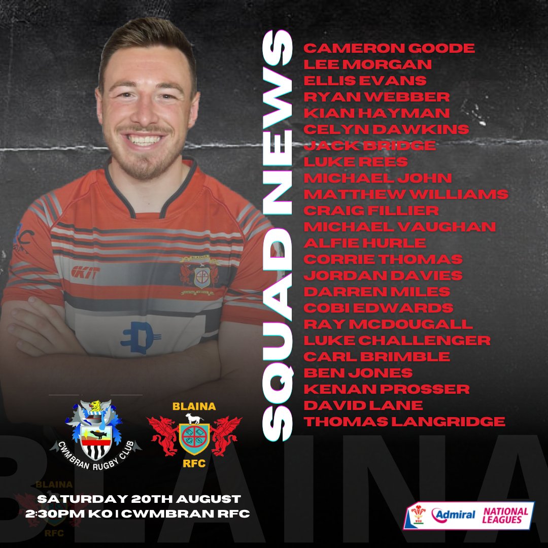 LambsRfc's tweet photo. MATCH DAY SQUAD | Tomorrow's squad has been announced to play against Cwmbran RFC. Please note there has been a location change for the fixture. 

🏉 Cwmbran RFC
📅 Saturday 20th August
📍 North Fields, NP44 2JJ 

#LAMBS https://t.co/egBkYiKvzP