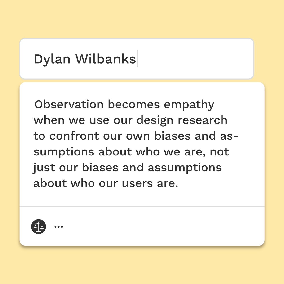 AdaloHQ's tweet photo. Your biases > > Your users' biases

This is the path to going from just observation and research, to empathy!

#NoCode #Adalo #AppAcademy https://t.co/rl32tRbPAg