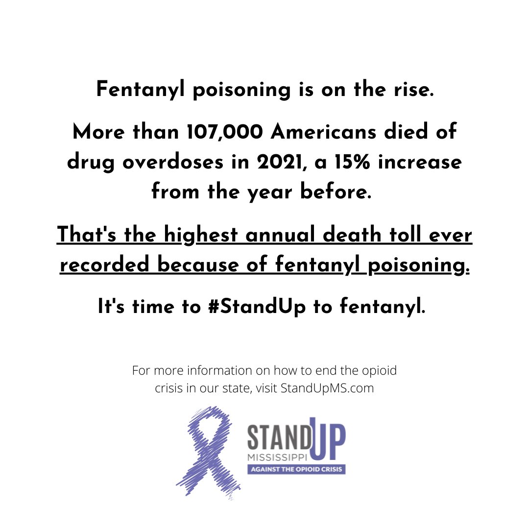 StandUp_MS's tweet photo. Aug 21st is National Fentanyl Prevention and Awareness Day. This day was established to acknowledge the devastation fentanyl has brought to thousands affected by fentanyl poisoning and their family and friends. https://t.co/rr85jrSL5E