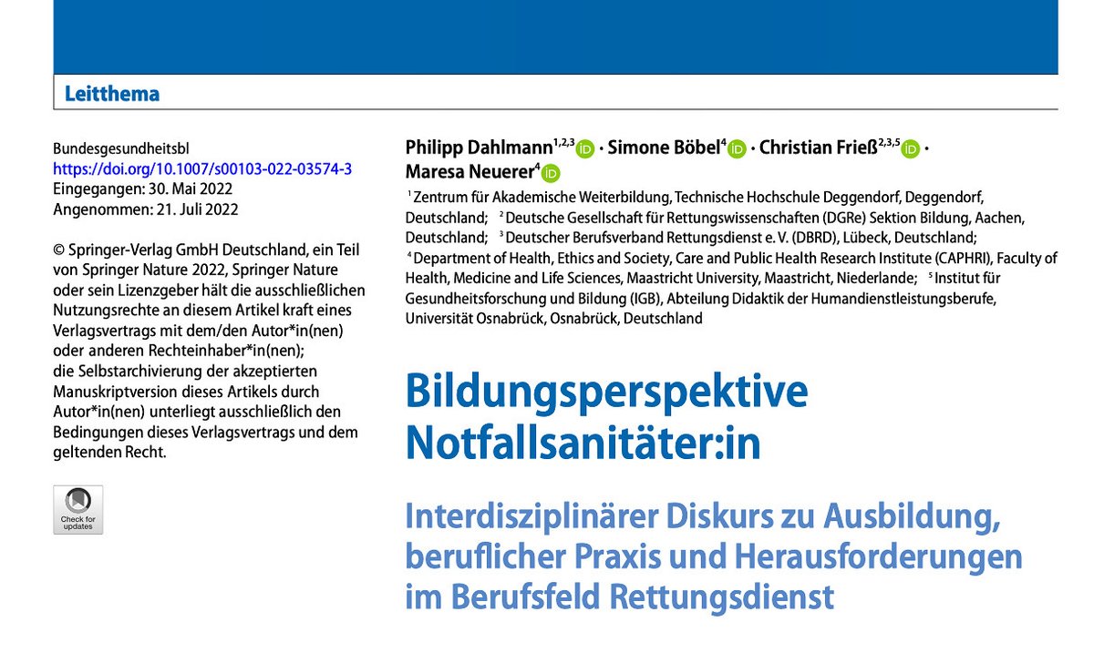 Ich durfte mit drei super Kollegen einen Artikel für das Bundesgesundheitsblatt schreiben. Hat super spaß gemacht. Unter der Link könnt ihr den Artikel lesen ;-) rdcu.be/cTWac