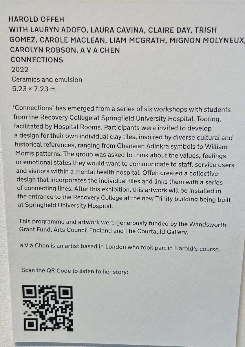 Two major artworks that will be installed in our new buildings at Springfield Hospital have gone on display at <a href="/Hospital_Rooms/">Hospital Rooms</a>' new exhibition.

<a href="/haroldoffeh/">Harold Offeh</a>'s 'Connections' (below) is one of them.

The exhibition is free and all are welcome! Details here: hospital-rooms.com/like-there-is-…