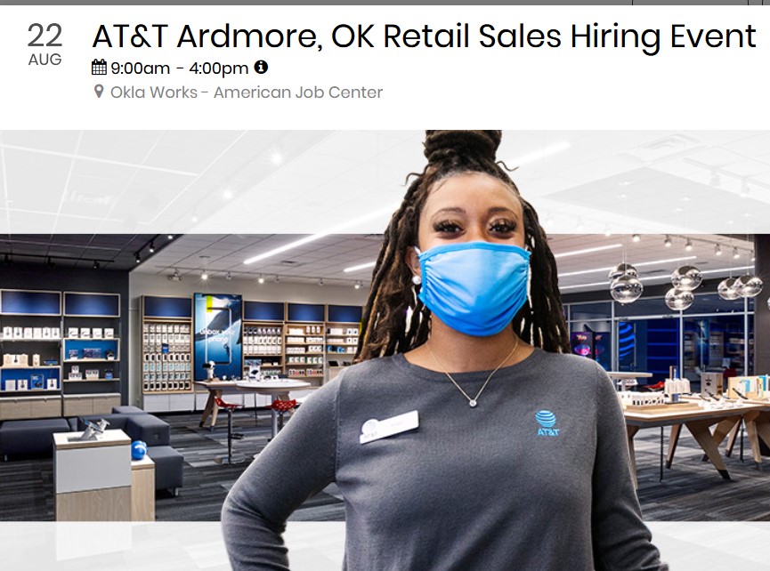 Happy Friday to you AND all #JobSeekers. Sending well-wishes your way to have a great day. Also reminder... Retail Sales #HiringEvent Happening Monday, 8/22 (9am-4pm) Okla Works-American Job Center 2421 Autumn Run #Ardmore #Oklahoma Details: work.att.jobs/ArdmoreHE #LifeAtATT