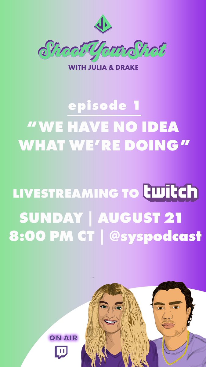 If you haven’t heard… My pal <a href="/DrakeVittitow/">Drako</a> and I have our first podcast premiering on Twitch Sunday night! It’s about sports n such…but mainly just Drake arguing with me. 🤩🥳 Biggest personal project yet and we can’t wait for it to take flight!