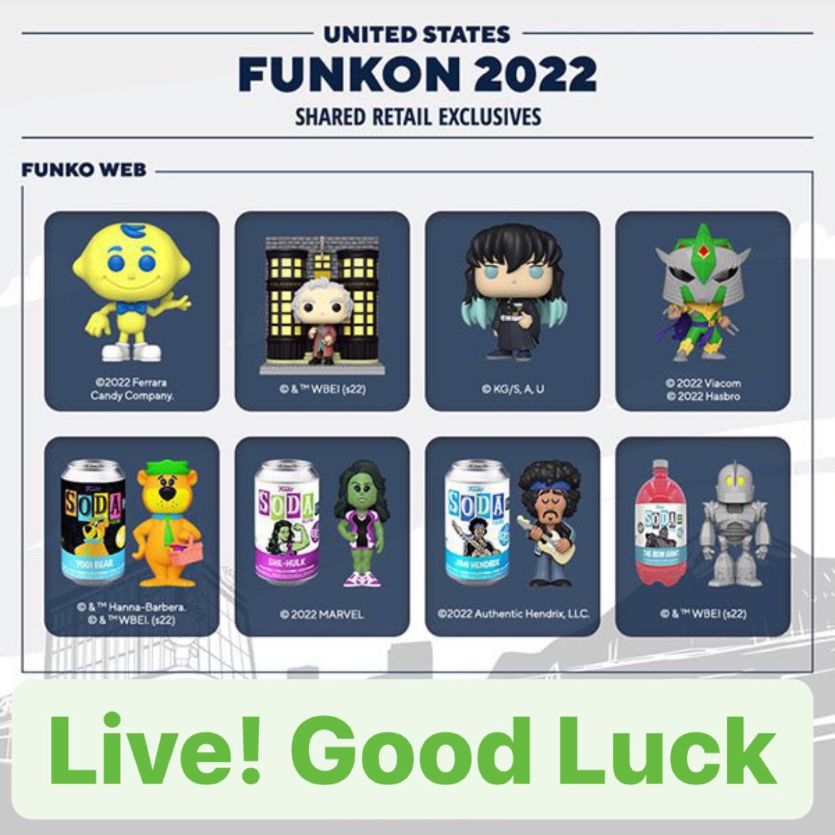 FunkoPOPsNews's tweet image. FunKon live! Good luck ~
Linky ~ funko.com
#FunKon #FunKon2022 #FPN #FunkoPOPNews #Funko #POP #POPVinyl #FunkoPOP #FunkoSoda