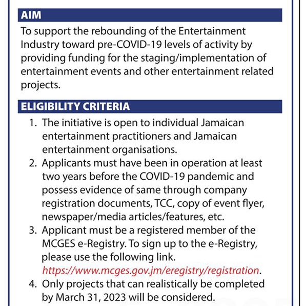 DWilliamsJam's tweet photo. The #CHASEFund Entertainment Industry Support Initiative is inviting applications. Kudos to the MHPM @AndrewHolnessJM on this initiative. https://t.co/UD8IoF2quP
