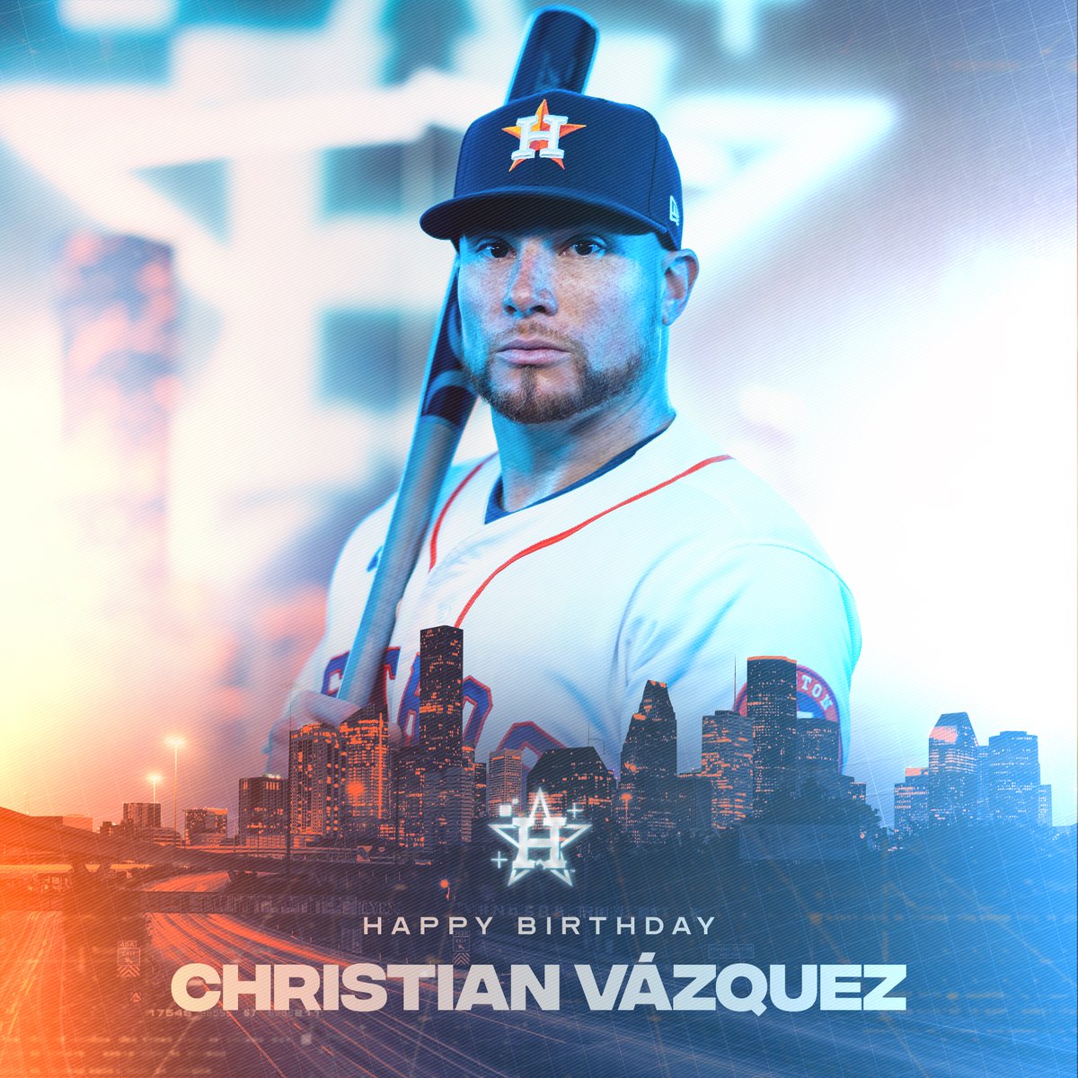 astros's tweet photo. Happy Birthday to Christian Vázquez! 🥳 https://t.co/5U5oablxEl