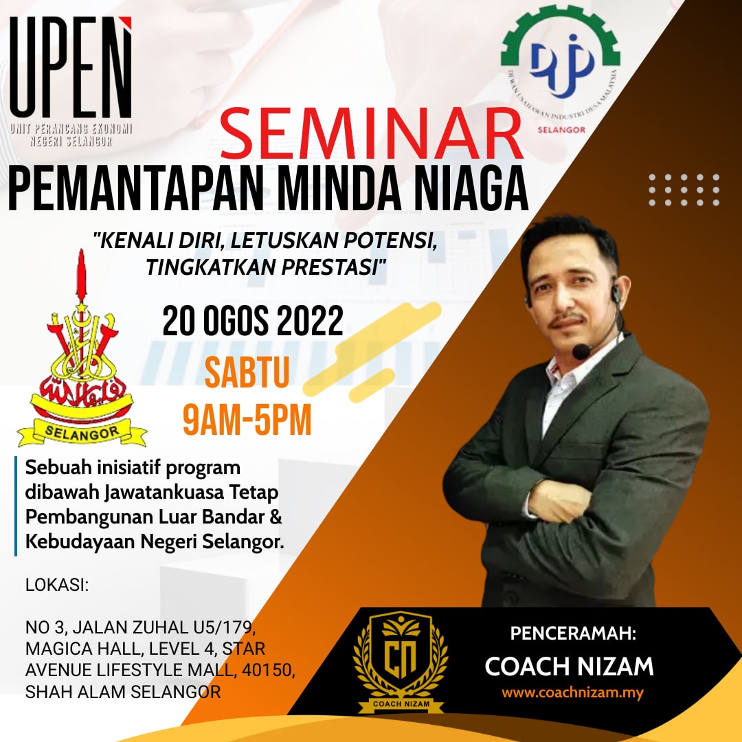 CoachNizam's tweet photo. #sebarkebaikan 

SEMINAR PEMANTAPAN MINDA NIAGA 1.0 

Akan berkongsi ilmu RESEPI KEJAYAAN BISNES (RKB) bersama 55 orang usahawan dibawah program anjuran Unit Perancang Ekonomi Negeri Selangor esok. 

Coach Nizam

#coachnizam
#kongsiilmu 
#upen
#duid
#motivation https://t.co/FcmUFpLRRw