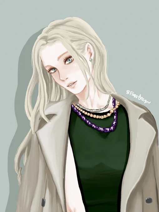 アクアマリンのピアスそろそろ秋の装い#イラスト  #みんなで楽しむTwitter展覧会 