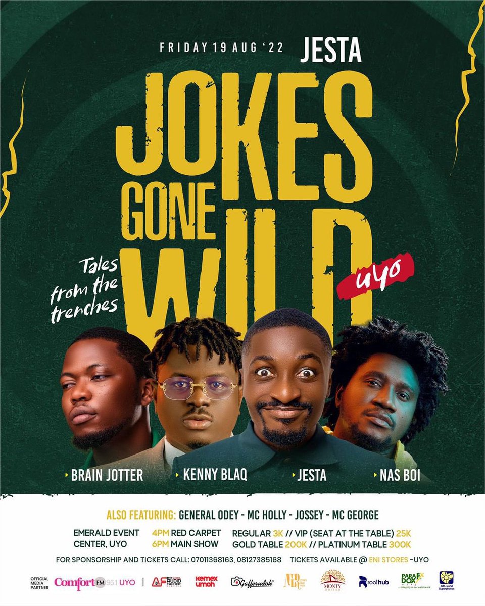 Thinna_Bodi's tweet photo. The problems in Nigeria might be weighing you down but a good laugh can help you hold it together 😊😊
And no better place to get that but #JokesGoneWild 
All your faves are here 💃🏼💃🏼💃🏼💃🏼 https://t.co/ys2foacJGF
