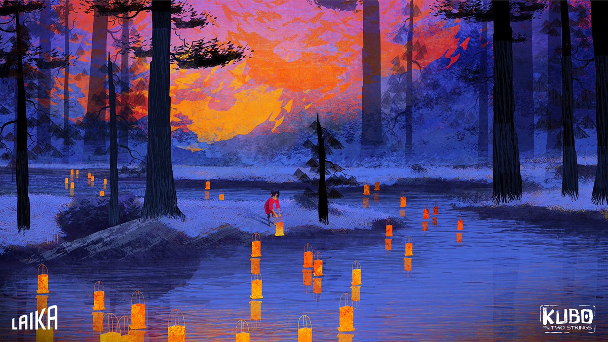 Early concept art for the luminous Obon Festival showcases the reverence for the natural world that informed the look and style of #Kubo, which celebrates its 6th anniversary today!