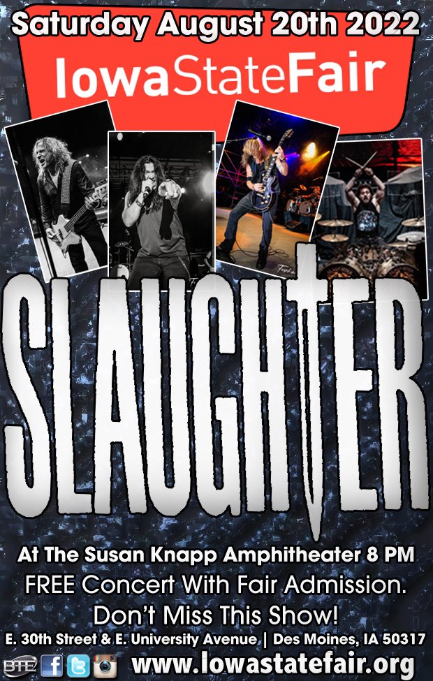 Mark Slaughter (@markslaughter33) on Twitter photo Concert Reminder
When: Tomorrow Saturday August 20th 2022
Where: Des Moines, IA
<a href="/IowaStateFair/">Iowa State Fair</a>
#MarkSlaughter #Slaughter #UpAllNight #FlyToTheAngels #MadAboutYou #ErnieBallStrings #PickGuyGuitarPicks #CarlinoGuitars #FuTone #MorleyPedals #PariahPickups
#KemperAmps
#GodinGuitars Concert Reminder
When: Tomorrow Saturday August 20th 2022
Where: Des Moines, IA
<a href="/IowaStateFair/">Iowa State Fair</a>
#MarkSlaughter #Slaughter #UpAllNight #FlyToTheAngels #MadAboutYou #ErnieBallStrings #PickGuyGuitarPicks #CarlinoGuitars #FuTone #MorleyPedals #PariahPickups
#KemperAmps
#GodinGuitars