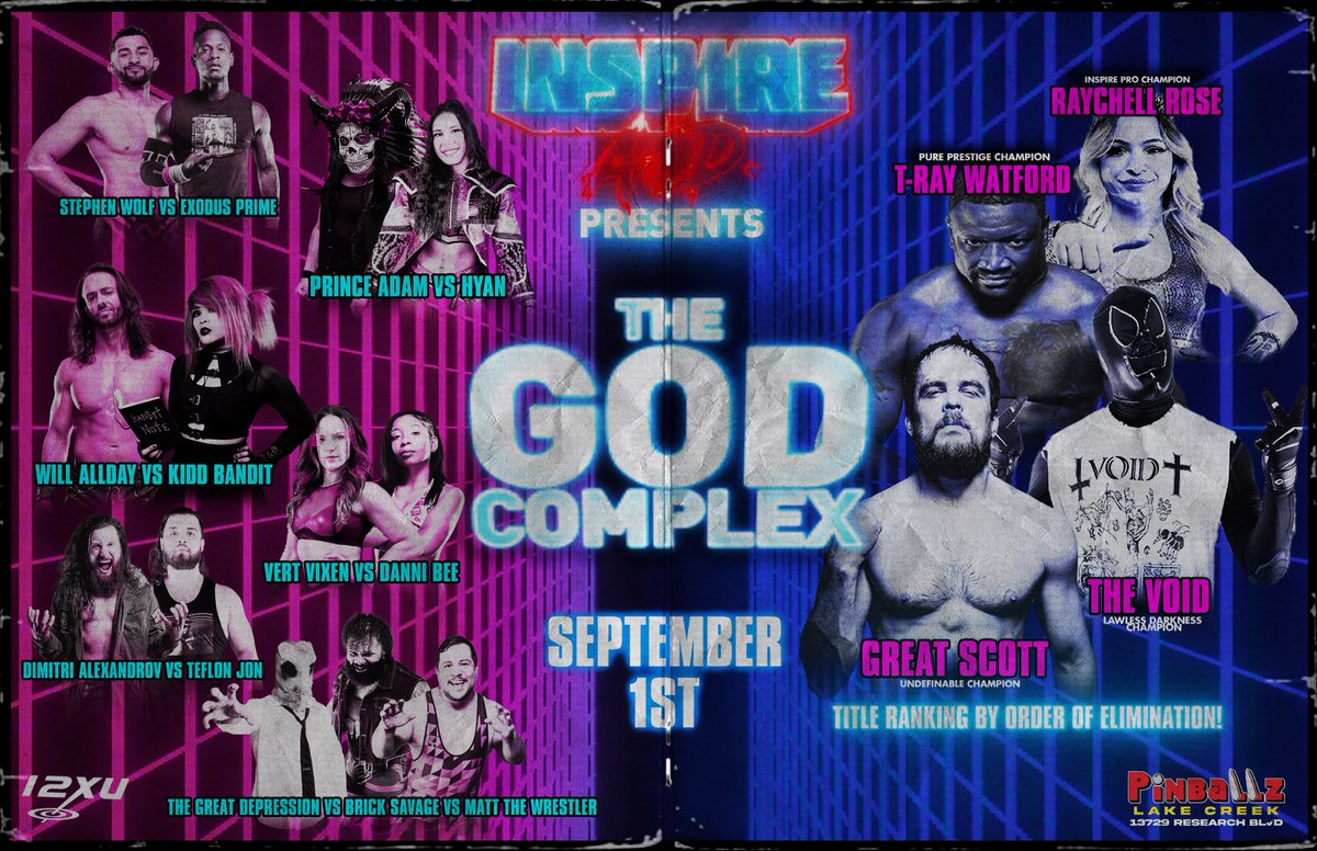Inspirevictor's tweet photo. ALL SYSTEMS ARE GO!
INSPIRE A.D. presents THE GOD COMPLEX on Thursday, September 1st at Pinballz Lake Creek in Austin, Texas!
TICKETS: https://t.co/H39ak6zZLJ https://t.co/XYSLgRG0O1
