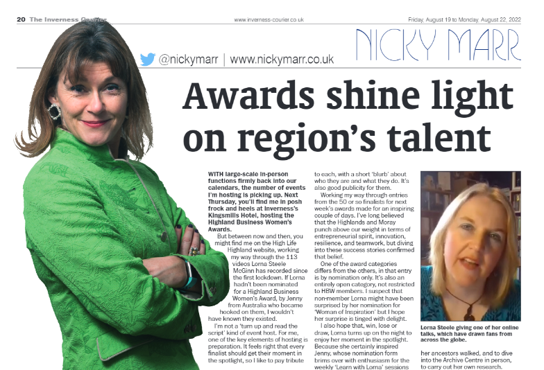 HLHDirectorSLS's tweet photo. WOW! What an amazing write up from @nickymarr in her column across HNM publications about our fantastic Lorna Steele-McGinn from @HLHArchives, a @HBWC Finalist - like many, Nicky has now discovered our #LearnWithLorna series and seems to be hooked. Fingers crossed Lorna #TeamHLH https://t.co/VV6ujU50dt