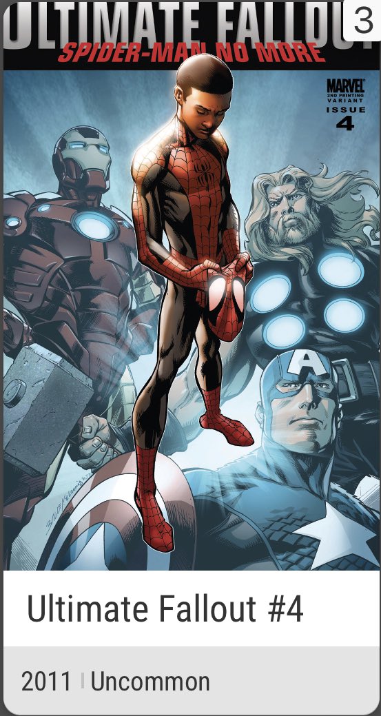 wolf_warner's tweet photo. @veve_official @Marvel Ah memories..Back when no one knew about #Veve I was able to grab bangers such as #ultimatefallout #4
1st appearance of #milesmorales 😍 https://t.co/2iA2XCf8yf