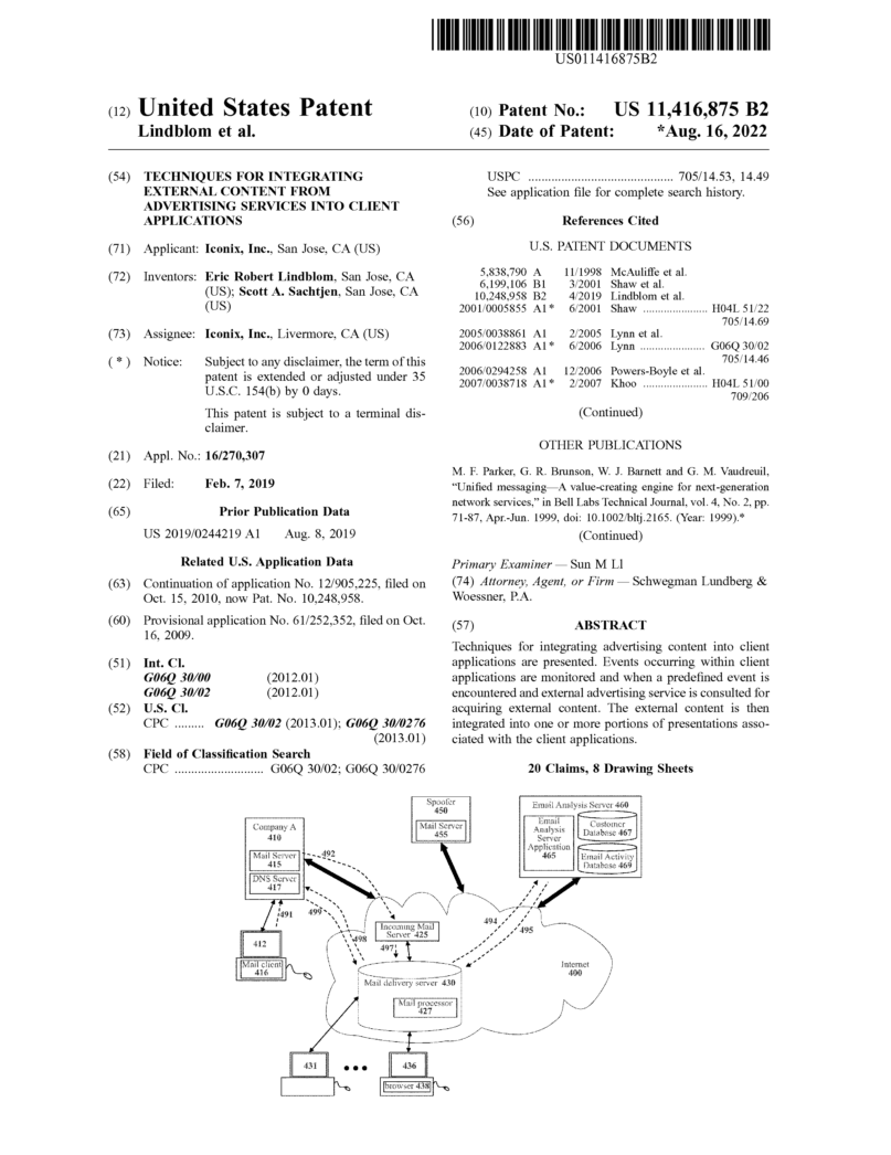 Truemark's tweet photo. Iconix Issued Nineteenth Patent

The United States Patent and Trademark Office has issued Iconix’s nineteenth patent titled, “Techniques for Integrating External Content from Advertising Services into Client Applications.” https://t.co/8S9iGY7lMu https://t.co/EQVrl3HBkB