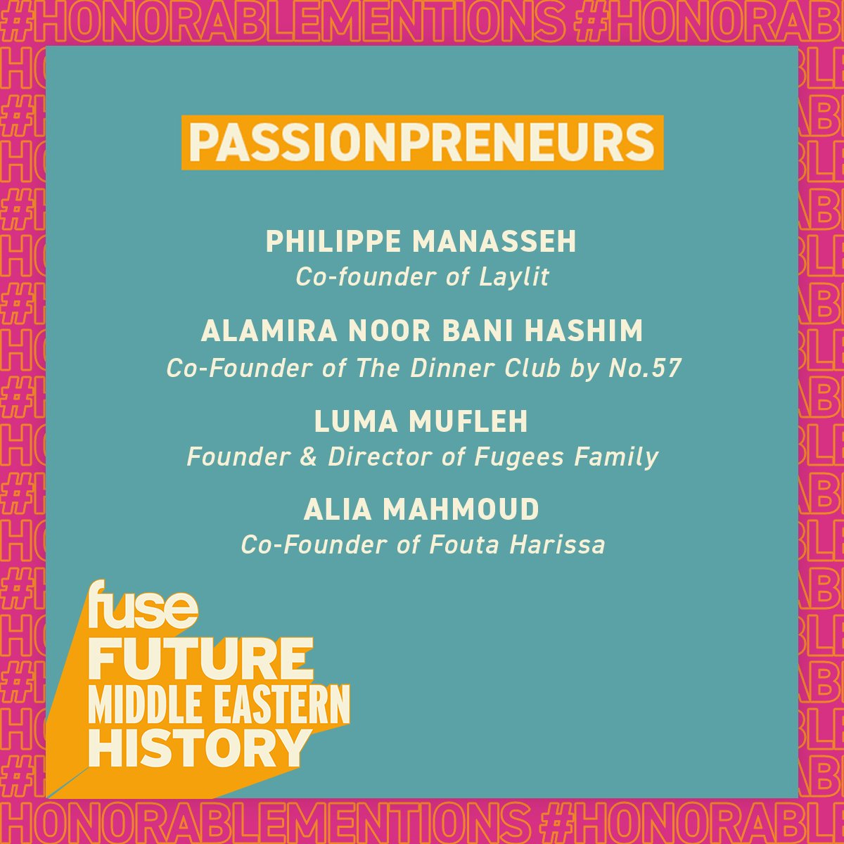 fusetv's tweet photo. As we celebrate #FutureMiddleEasternHistory, it's important to amplify the passion-prenuers that are inspiring generations, both young and old. https://t.co/vTS8DtXDg1