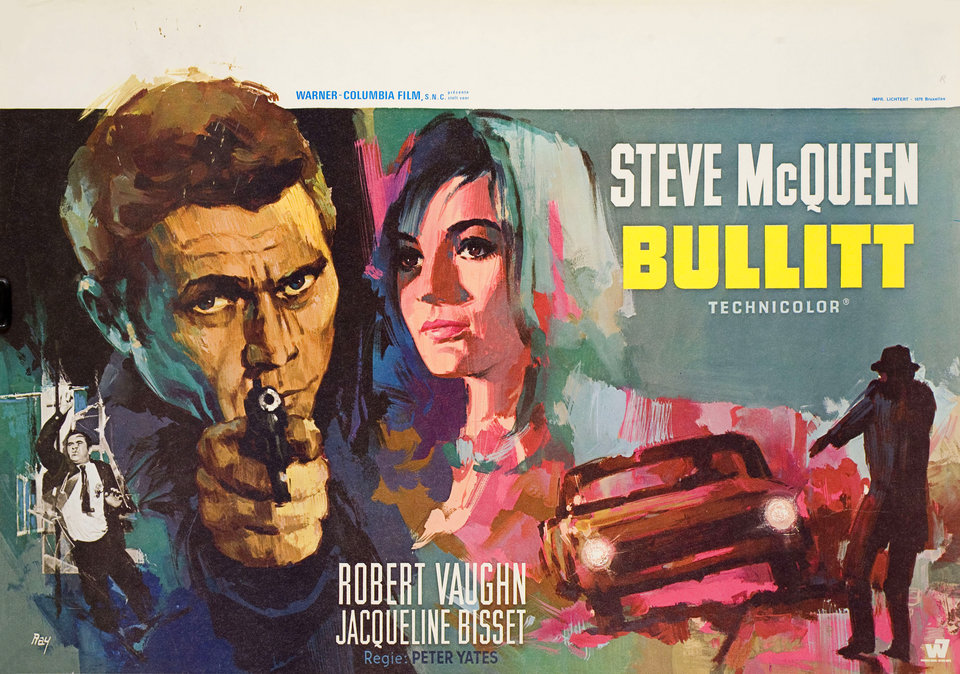 Belgian movie poster for #PeterYates' #Bullitt (1968) #SteveMcQueen #RobertVaughn #JacquelineBisset