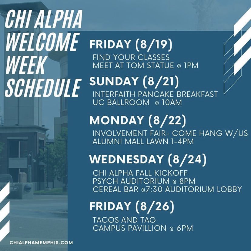 ChiAlphaMemphis's tweet photo. Join us for some Welcome Week fun! https://t.co/2C044SC68M