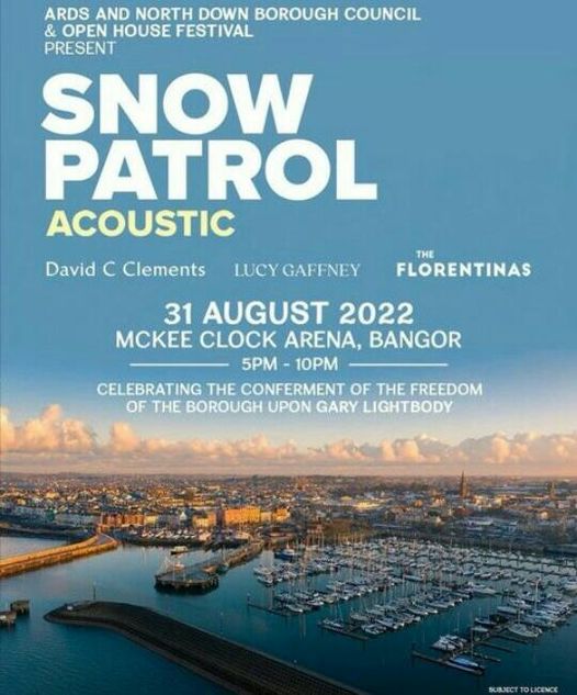 snowpatrolnews's tweet photo. Os artistas que irão participar do show do @SnowPatrol em Bangor, em 31 de Agosto são #DavidCClements, #LucyGaffney e #TheFlorentinas!💛
•
The artists that will perform with #SnowPatrol in the Bangor concert, on August 31, are @DavidCClements, @Lucy__Gaffney & @TheFlorentinas!💛 https://t.co/GK3MP7TbWJ