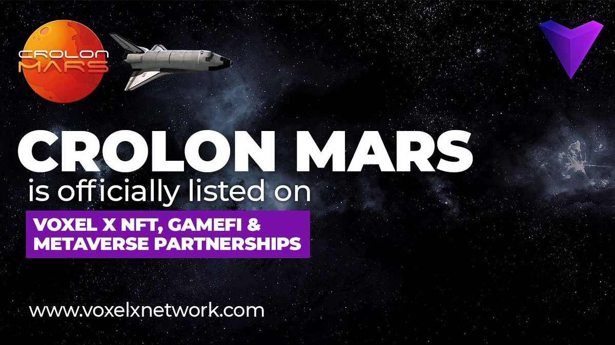 VoxelXnetwork's tweet photo. Voxel X Network is excited to announce its partnership with @CrolonMars

Crolon Mars is a decentralized MetaWorld on Cronos chain. It operates as a Metaverse of its own and it is also bridging the gap between Meta Worlds via cooperation, collaboration and cross-chain computation. https://t.co/P5pRe2jFHF