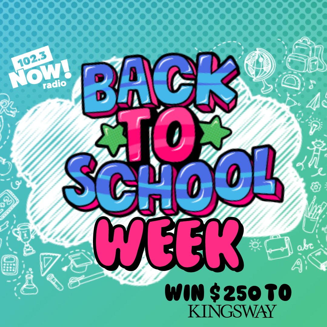 It’s BACK TO SCHOOL WEEK on 102.3 NOW! radio and it’s happening from August 22nd – August 26th. JOIN THE CONVERSATION each day to be entered to win a $250 gift card to @kingswaymall! 🛍️ Click for full contest details: 1023nowradio.com/back-to-school… #1023nowradio #JoinTheConversation