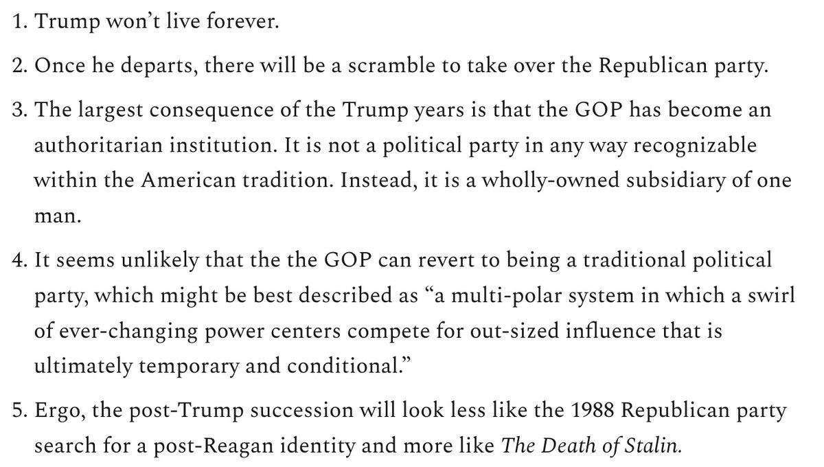 If the GOP was a normal political party, then DeSantis would be a logical heir to Trump. But it's not. So the post-Trump succession will look more like The Death of Stalin than 1988. thetriad.thebulwark.com/p/kari-lake-ro…