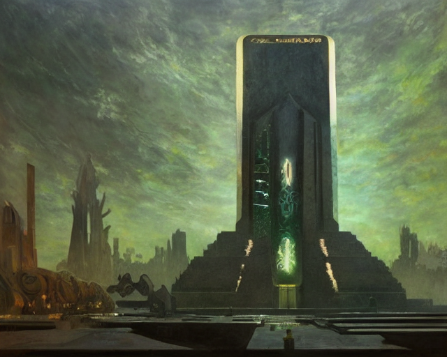 RiversHaveWings's tweet photo. Prompt: "A cyberpunk art deco monument to Moloch by Greg Rutkowski and Claude Monet, oil on canvas" (#StableDiffusion) https://t.co/VngjB571qd