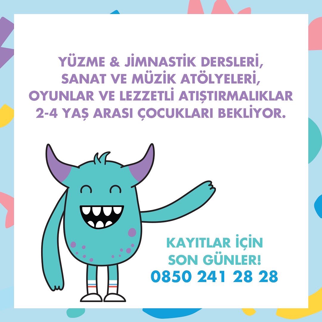 Bubu Island Yarım Gün Yaz Okulu kayıtları için son günler!

Duyguları tanıma, yaratıcı el beceri etkinlikleri, yüzme ve jimnastik gibi çocukları ﬁziksel, mental ve sosyal olarak geliştirecek eğlenceli aktiviteler 2-4 yaş arası çocukları bekliyor.

Kayıt için: 0850 241 28 28