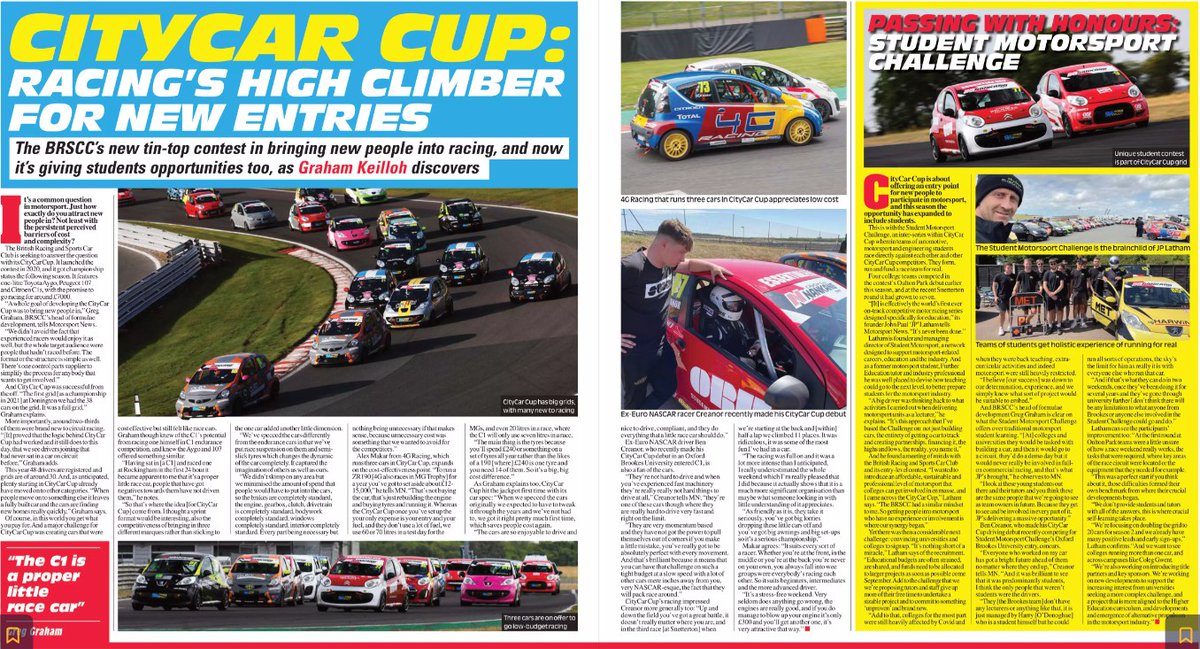 News Release! Thank you <a href="/MNmotorsport/">Motorsport News</a> for publishing a fantastic feature article on the CityCar Cup Championship and the Student Motorsport Challenge this week!

ourmagazines.co.uk/OciaR

#smochallenge #MotorsportCareers #MotorsportEducation #workreadiness #ukmotorsport