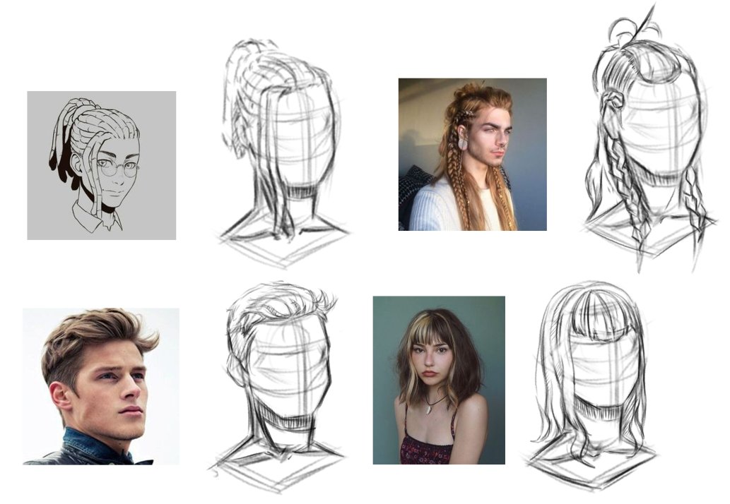 idel_do's tweet photo. Tenho feito um estudo de rosto ultimamente e hoje resolvi estudar um pouco sobre cabelos. 
#cabelos #estudos #arte #streamer #tranças #sketchs #faces #hairstyle #estilosdecabelos #draw https://t.co/thJ97EseVY