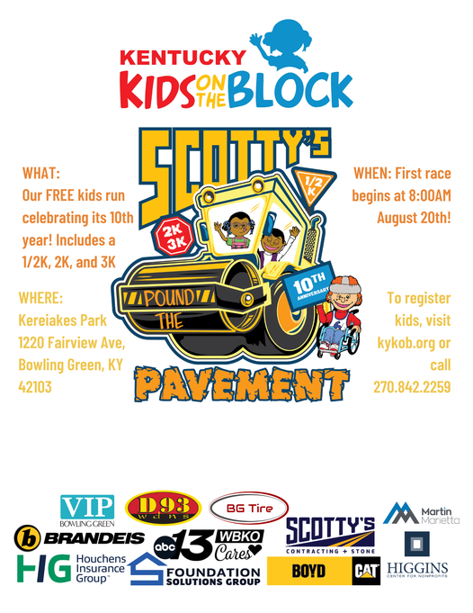Our FREE kids run, Scotty's Pound the Pavement, is celebrating 10 years tomorrow! If you haven't registered your kids, it's not too late!