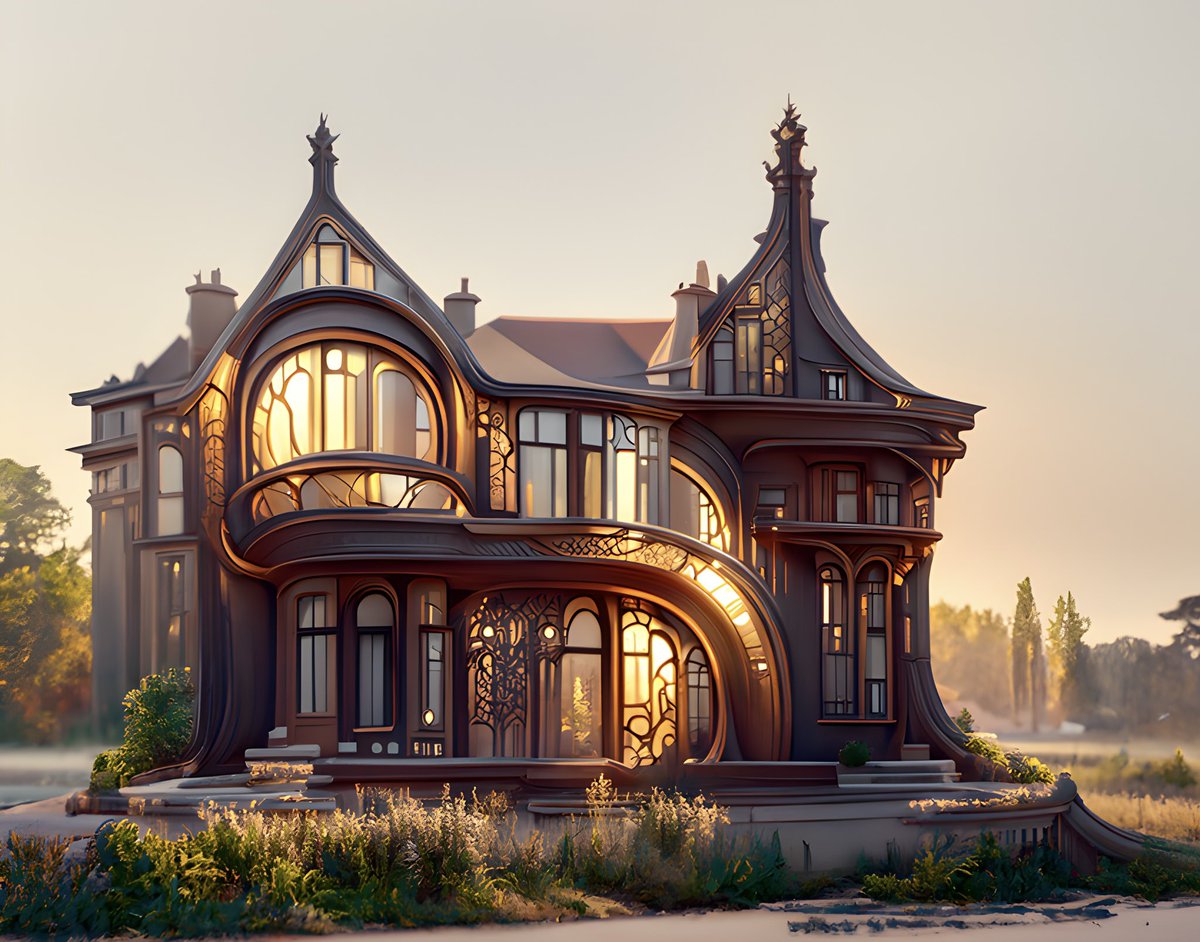 JeffZegom's tweet photo. New drop !⭐️ Art nouveau house, listed on #opensea 1/1 edition 0.1 Eth 

🔗 https://t.co/IRVOaczVfM

Discover the rest of the collection 😄
#aiart #NFTs #discodiffusion #nftcollectors #nftart #architecture https://t.co/CAcBjgFIqq