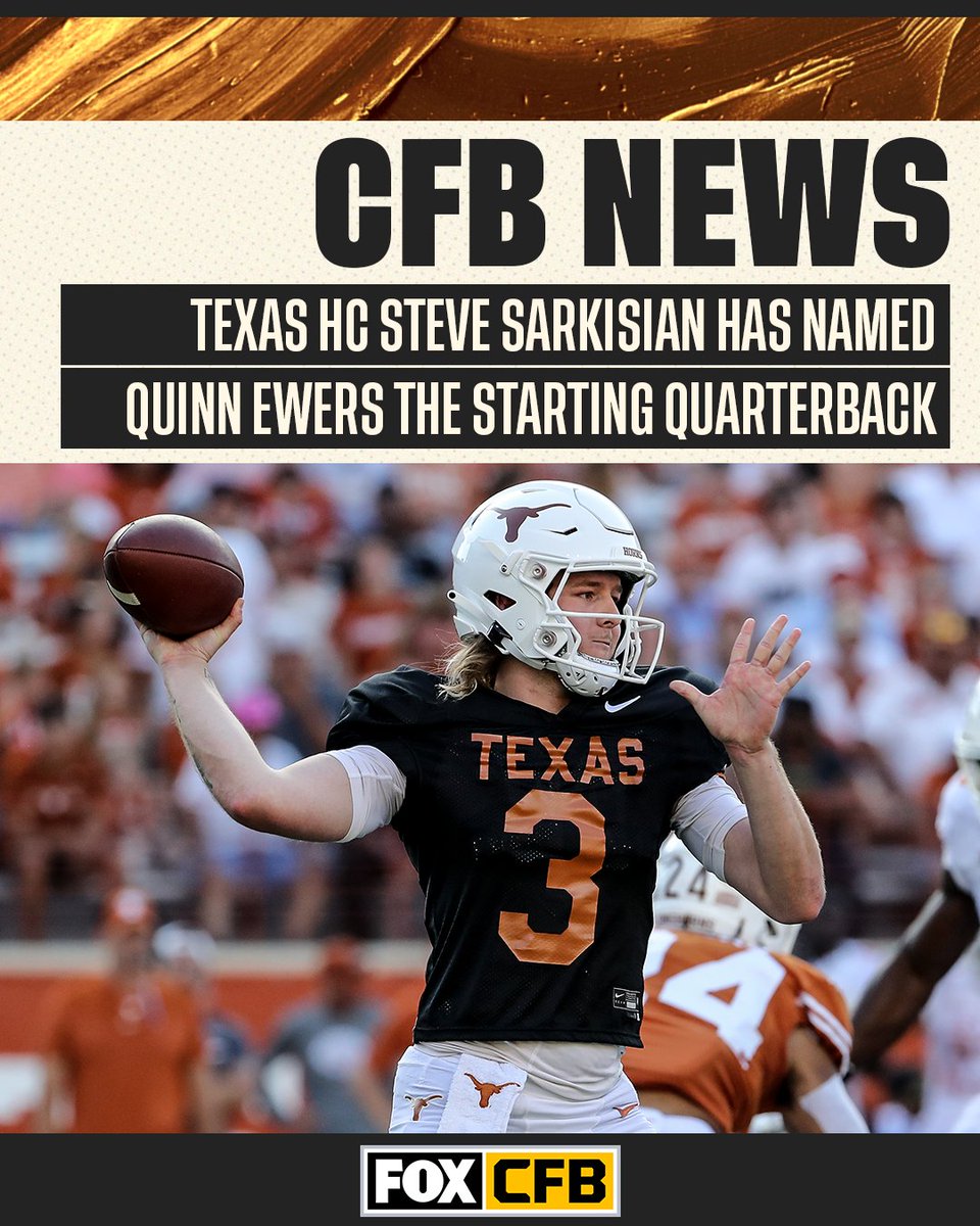 CFBONFOX's tweet photo. Quinn Ewers has been named starting QB of Texas, per multiple sources 🤘 https://t.co/ojSMgMnXCH