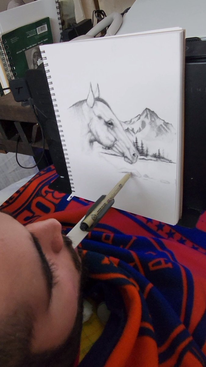 Look at my beautiful Horse drawing🐎 
Lol,says the Quadriplegic...Damn! I never got to ride a horse!!

#artistsontwitter #drawing #MotivationalQuotes #DisabilityTwitter #NFTs #cryptocurrency <a href="/Horses/">Horses</a>