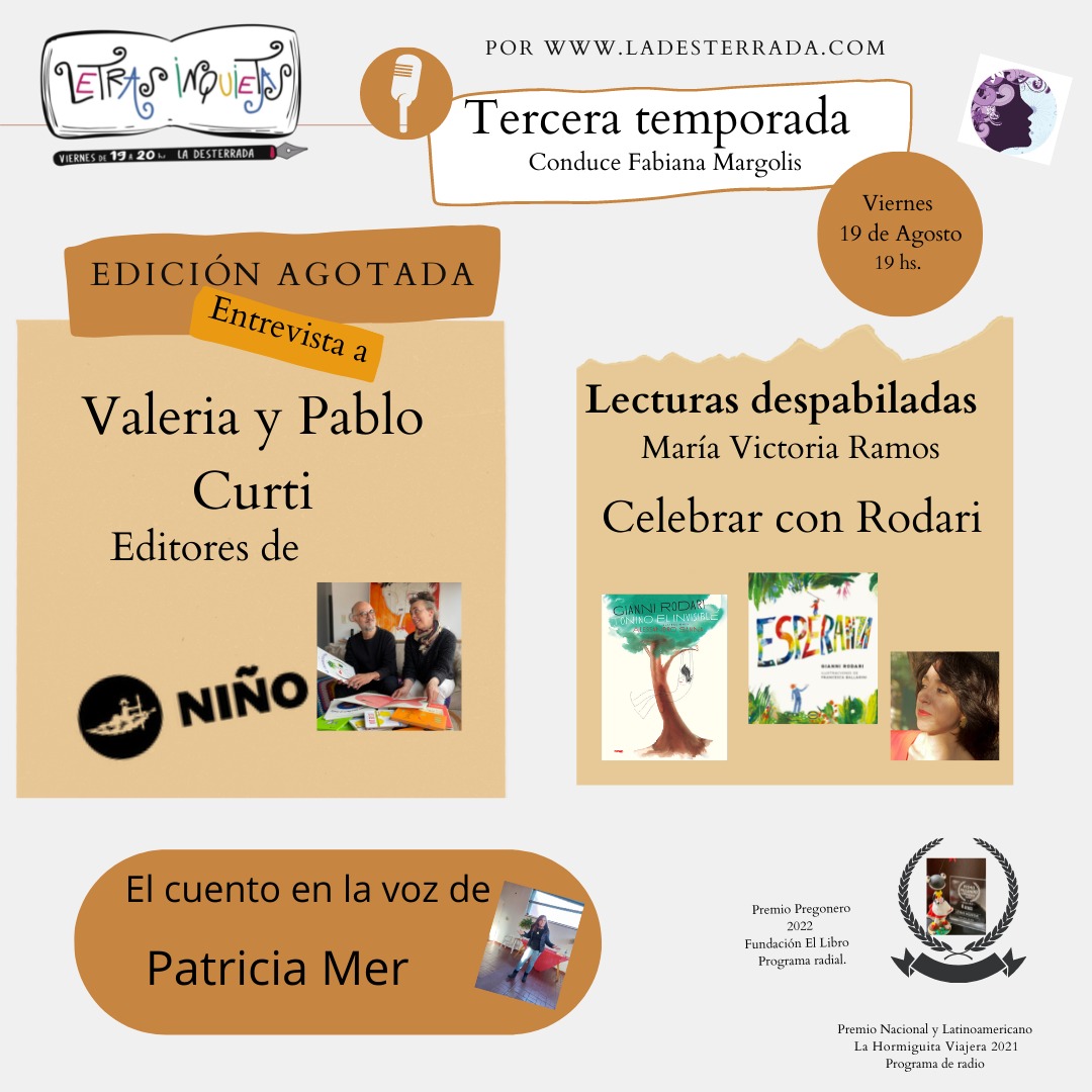 Entrevista. Recomendaciones. Narración. Y hermosos libros para disfrutar y compartir.
Nos encontramos hoy a las 19 en 👉👉 <a href="/Ladesterrada/">LA DESTERRADA</a> 
<a href="/ninioeditor/">NIÑO</a> <a href="/ludomira/">Mariana Hunt #NiUnaMenos 💚</a>
