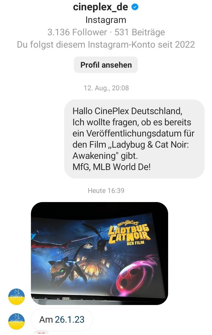 chile_mlb's tweet photo. Tenemos un vistazo a un nuevo póster de la película de Miraculous por parte de CinePlex Alemania. Rectificando además como fecha de estreno en dicho país el 26 de enero del 2023.

*Recuerden que la fecha del estreno puede no ser la definitiva y sufrir cambios.

#MiraculousLadybug https://t.co/aH319zqghV