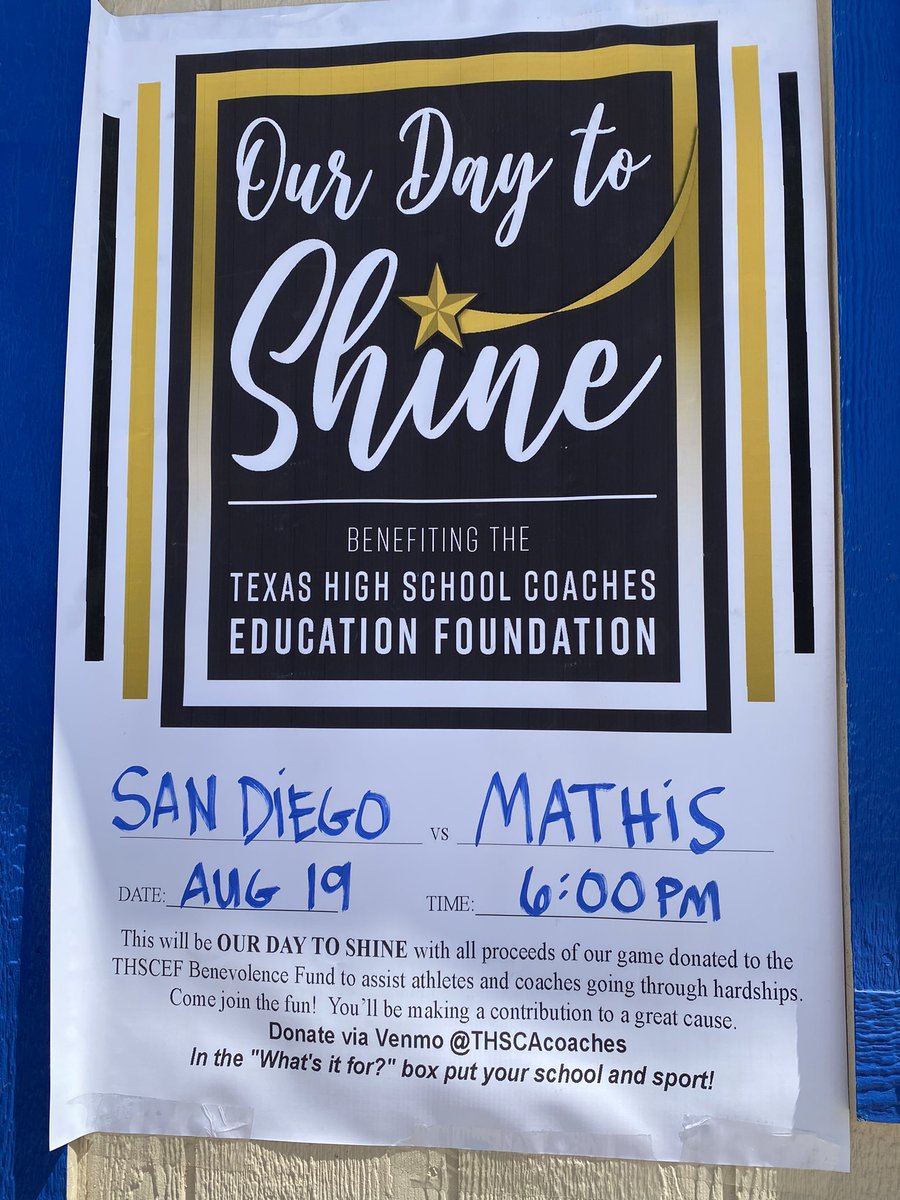 ‘Our Day To Shine’ in San Diego, Texas!! Vaqueros vs Mathis Pirates 🏈Please consider donating to support The THSCA Benevolence fund <a href="/THSCAcoaches/">THSCA</a>