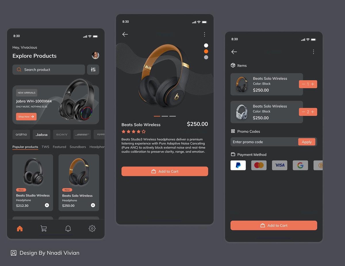 nnadi_vee's tweet photo. Hi Guys, Here’re some screens of an E-commerce mobile Application i'm currently working on.

Don’t forget to like and drop some comments 🙏

#uidesign #uxdesign #uiuxdesign #designinspiration #figmadesign #headsetdesign #selfinspiration #productdesign https://t.co/cZm9QIRxdk
