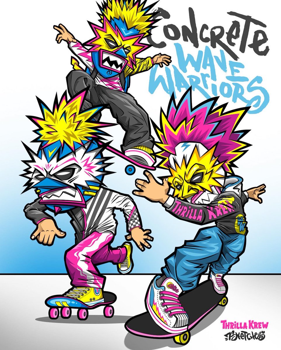 7Sketches's tweet photo. Available now for preorder at https://t.co/MdLMXtNBoB until this Sunday, Aug 21st 11:59p HST

@ThrillaKrew x @7Sketches 

Artist collab tees 

The CONCRETE Wave Warriors‼️🛹🛹🛹💖💛💙 https://t.co/PodvTCUzIl