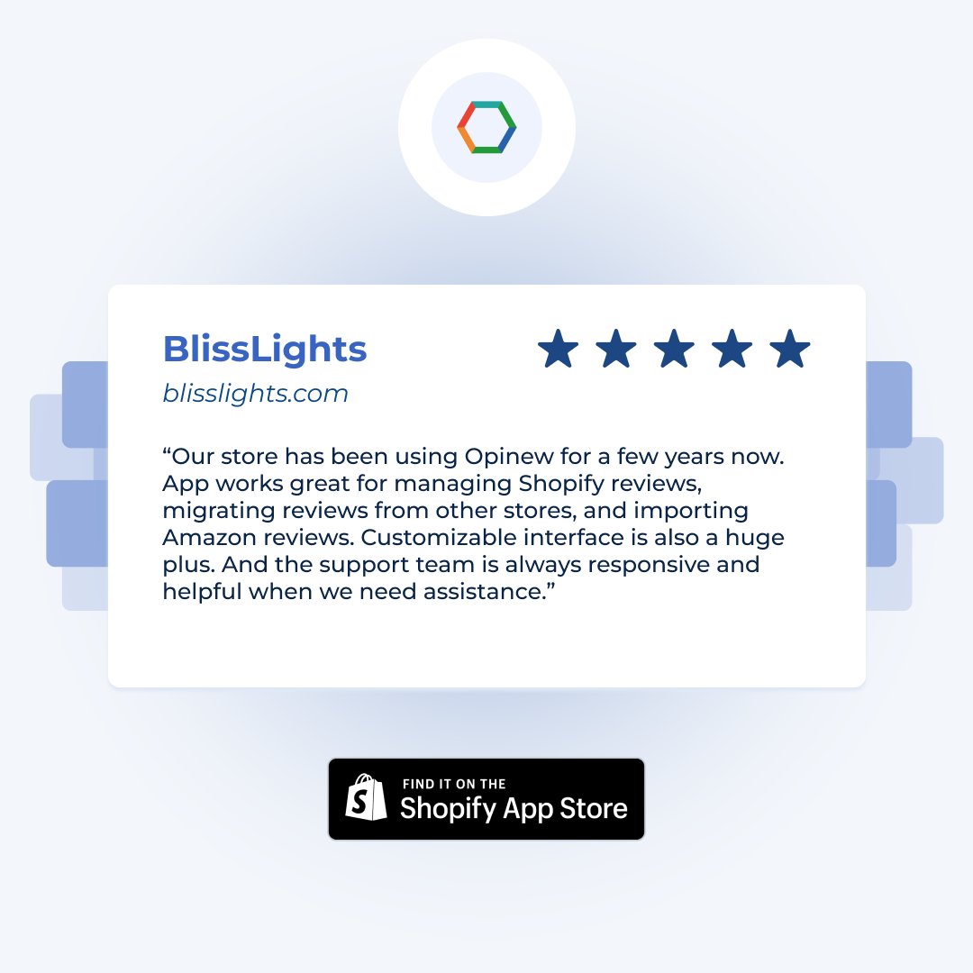 Opinew's tweet photo. We let our customers speak for us! Another 5-star #review we have received from our wonderful long-term client, and many more like this to come🙌

Thank you so much for putting your trust in us, and let's check out what @BlissLights team said about their experience with #Opinew👇 https://t.co/Ir1xGxc3TA
